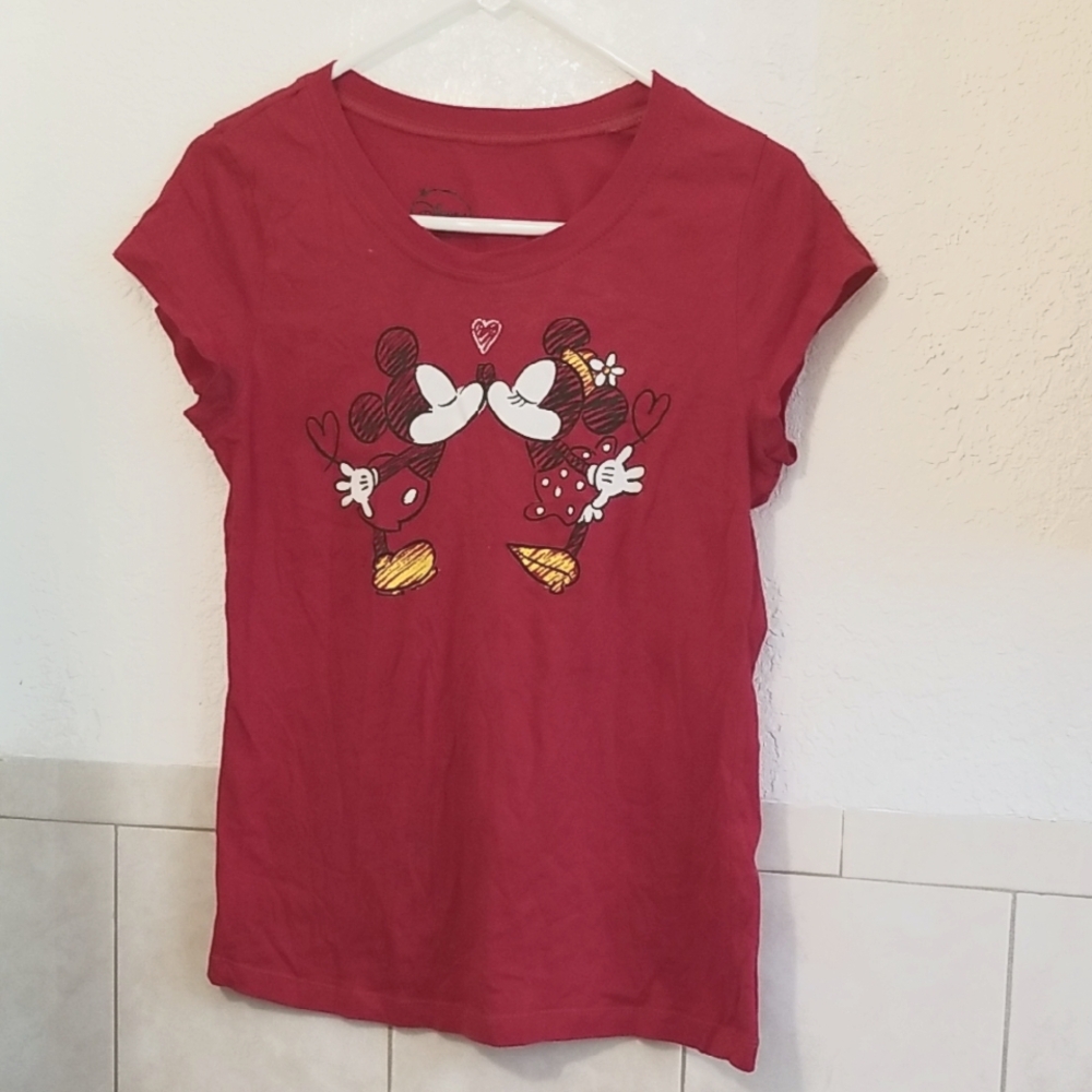 Disney Red Tee with Mickey and Minnie Print